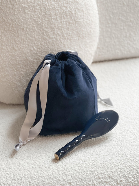 Bourse en velours bleu nuit - Image 3