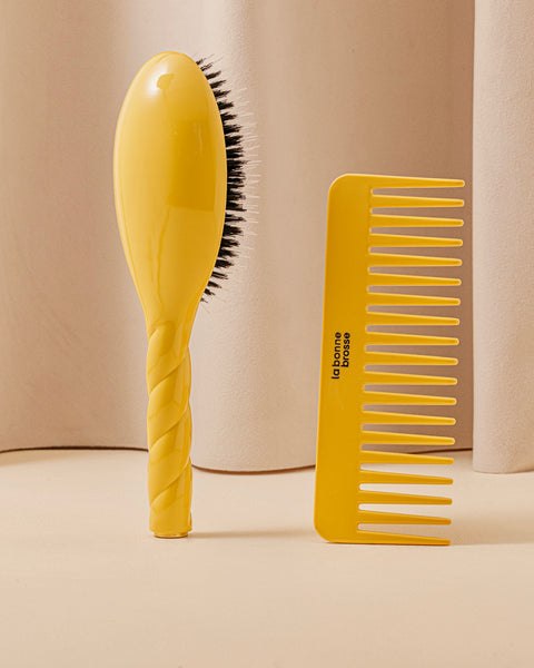 Le Peigne Large Démêlant en Acétate Jaune safran - Image 1